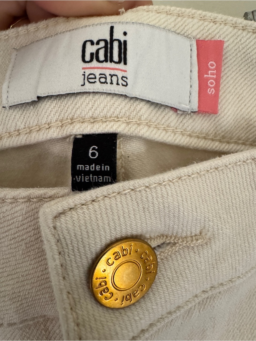 CAbi Soho Cropped Jeans in Cream - Picture 5 of 8